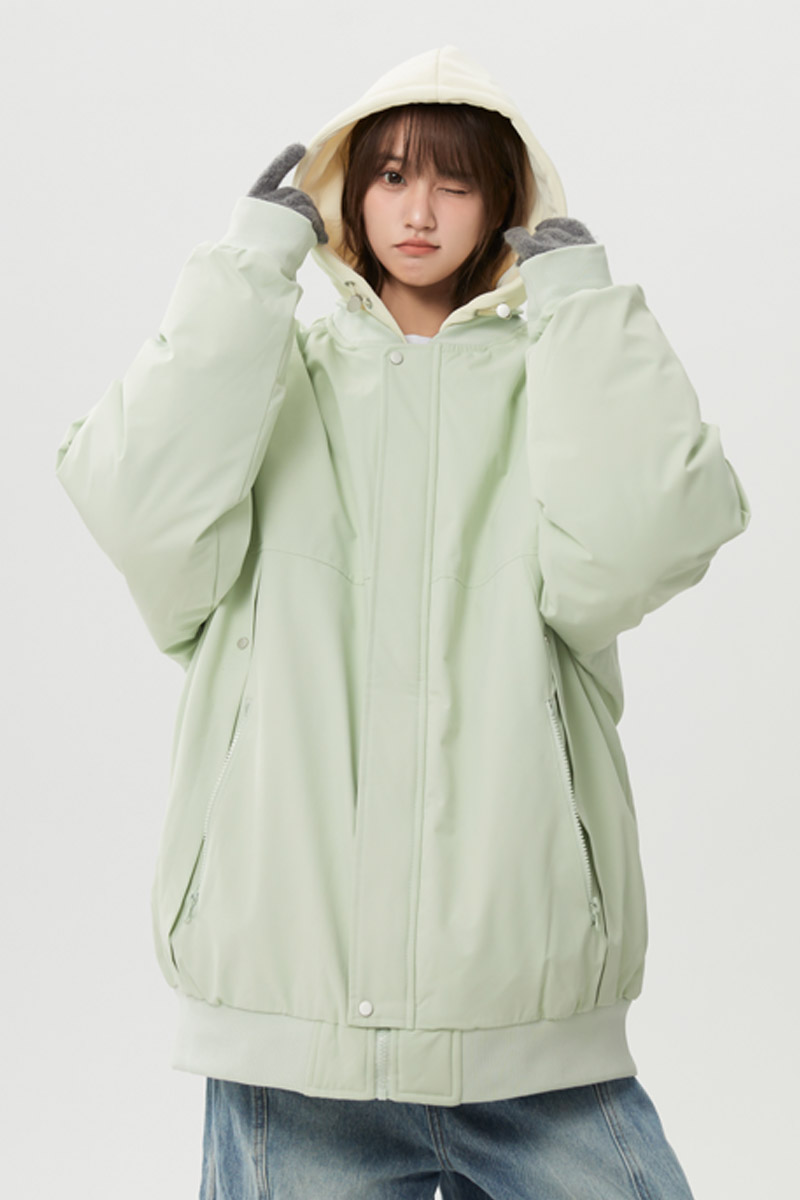 秋冬季新款美式高街假两件棉衣女潮流宽松连帽棉服外套9007P98,男装棉衣,电商B203