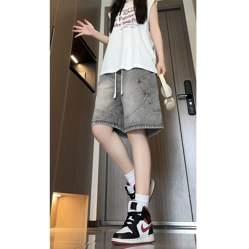 夏季新款美式高街多口袋牛仔短裤女生潮流宽松直筒五分裤2533,男装牛仔裤,电商B203