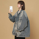2025秋季新款美式高街牛仔夹克女外套潮流刺绣宽松上衣JK35P95，男装工装外套，电商B203