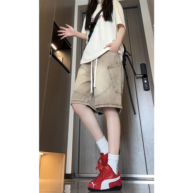 夏季新款美式高街多口袋牛仔短裤女生潮流宽松直筒五分裤2533，男装牛仔裤，电商B203