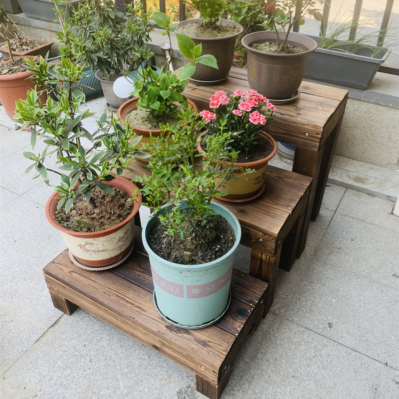 户外实木花架脚踏换鞋长凳落地式户外/庭院摆件