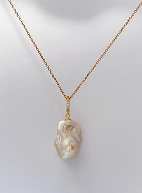 天然淡水大巴洛克吊坠珍珠女香槟