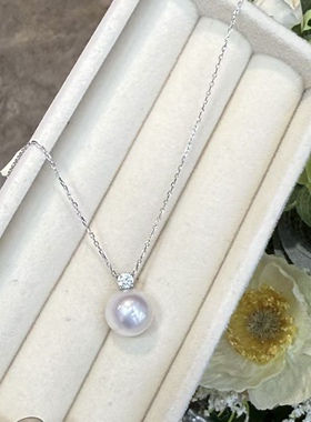 天然淡水爱迪生珍珠戴妃吊坠大白圆轻奢高贵气质女神礼物赠送银链