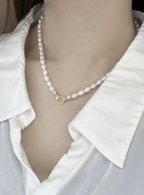 天然淡水珍珠项链米粒女