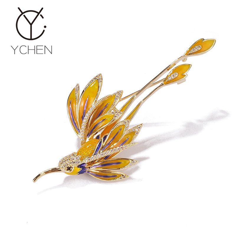 精致珐琅蜂鸟胸针女高档复古国风汉服装饰古典旗袍高档配饰别针