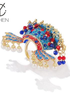 原创国风灵动孝端皇后九龙凤冠戒指女高档新中式小众轻奢配饰指环