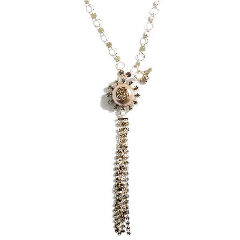 YCHEN小香風山茶花毛衣鏈韓國長款珍珠流蘇項鏈時尚百搭裝飾挂鏈在類目 飾品/流行首飾/時尚飾品新, 項鍊中 - 來自Buy2taobao.com提供專業的淘寶代購服務