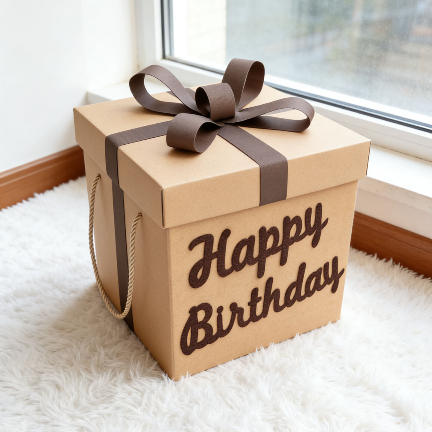 生日惊喜礼盒超大号牛皮纸高级感礼物盒正方形手提零食礼品盒空盒