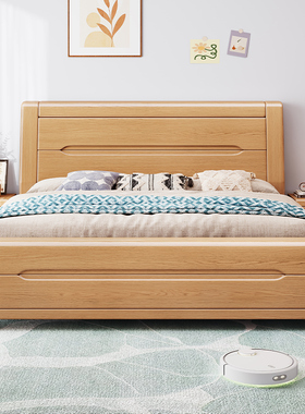 政府补贴原木榉木床1.8米双人床1.2m儿童1.5米全实木大床2*2.2米