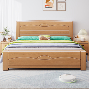 北欧全实木床榉木床主卧简约1.8米双人床1.2米小户型单人床储物床