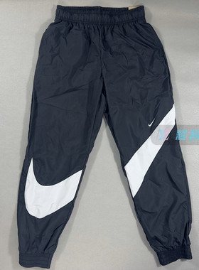 耐克Nike 女子防晒宽松收口运动休闲大勾LOGO梭织长裤HM8977-010