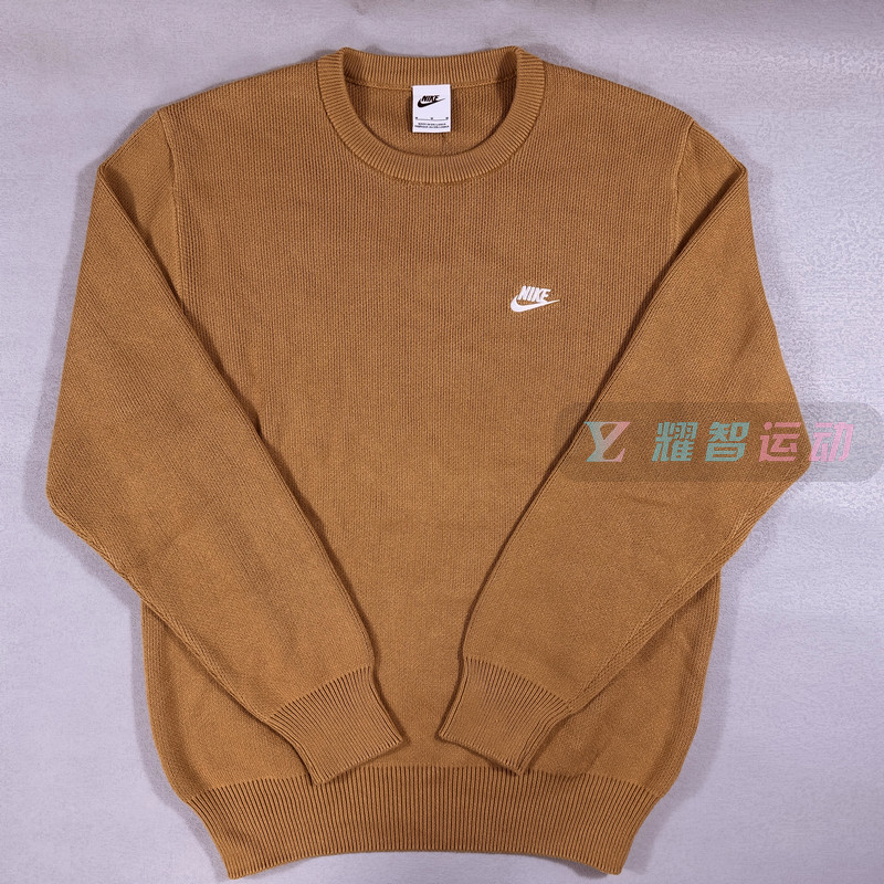 耐克男子刺绣logo圆领宽松毛衣
