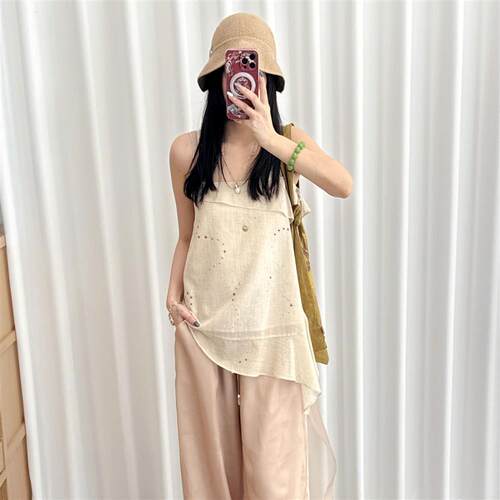 GRAMA GRASS 斑驳手工烫钻飘逸吊带26年春夏YC61DDH239——980