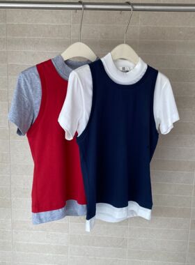 对倒 拼接圆领短袖T恤26年春夏 26SST0P13RE01/NA01——1110