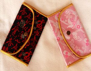 包袋包包 手包 吉祥云锦 南京云锦研究所 红底龙纹云锦精品钱包