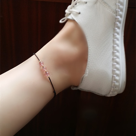 手工脚链巧手小娘子招桃花草莓晶