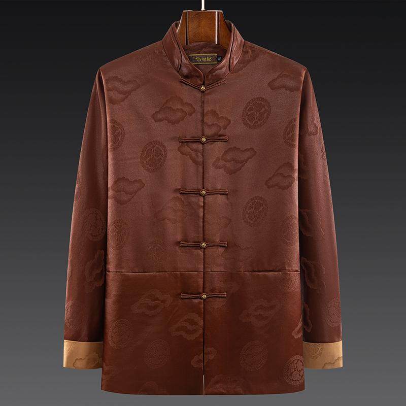 高端重磅红云纱中国风连袖唐装外套 桑蚕丝中老年唐装春季上衣,男装,唐装,淘宝优惠券,粉丝福利购,淘宝优惠卷