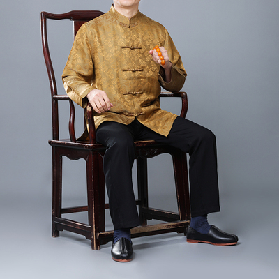 百福龙男士唐装上衣桑蚕丝