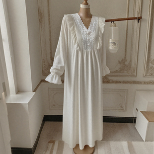 很仙的睡裙女长款秋季2025韩系宽松宫廷风宅家复古甜美家居服裙子