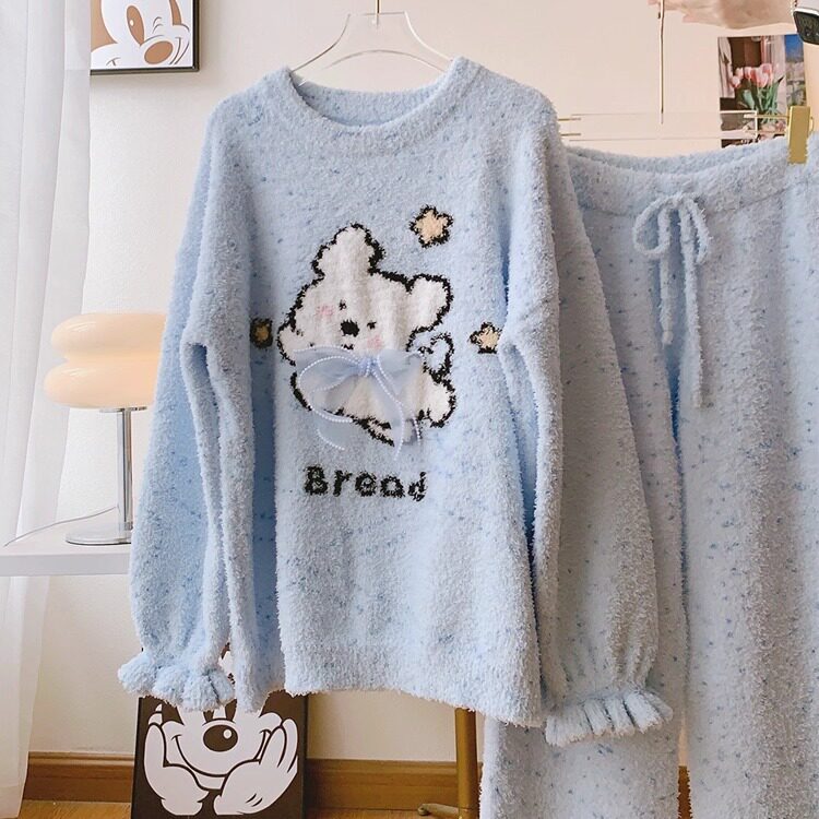 半边绒软绵绵可爱套头家居服女士