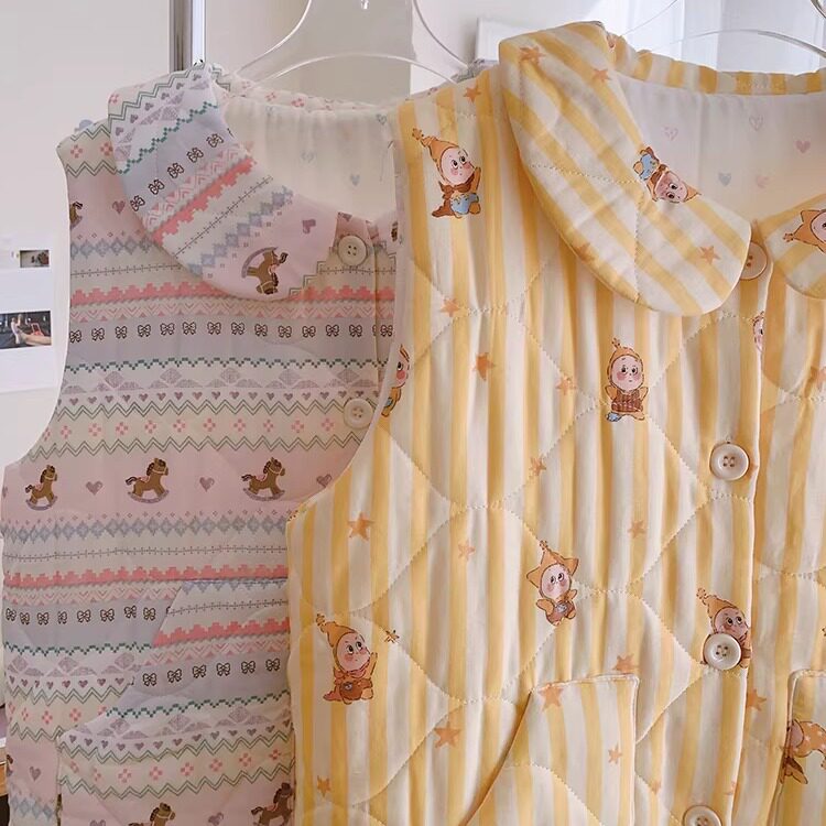 可爱卡通小熊纯棉马甲家居服女