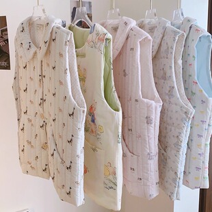 马思纯同款韩系甜美少女小马甲背心秋冬睡衣女可外穿家居服保暖