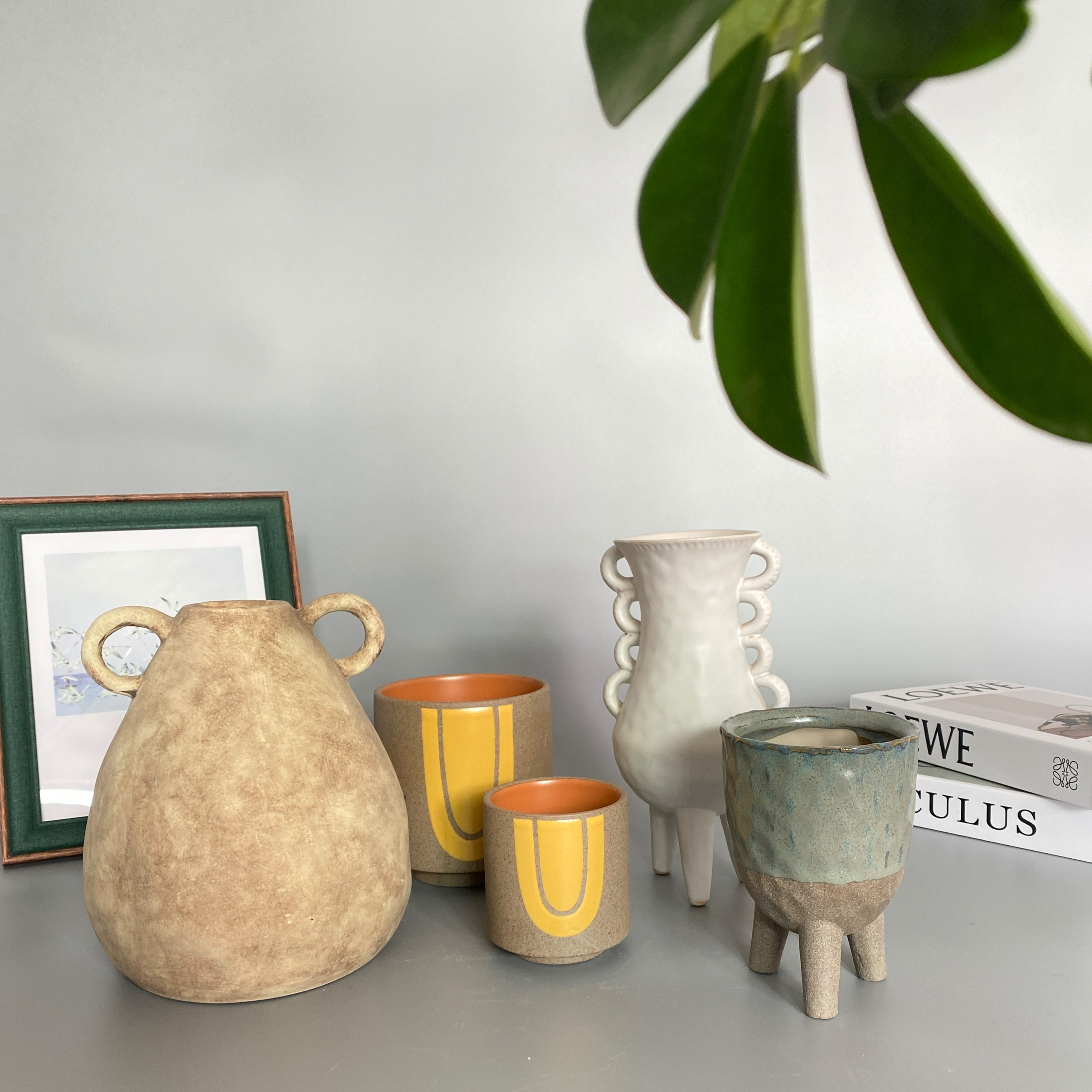 外贸孤品 侘寂风陶瓷花瓶 花盆 店铺家居样板房民宿装饰摆件