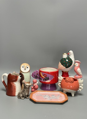 外贸孤品 动物系列陶瓷花瓶 置物桶 烛台 店铺会所家居装饰摆件