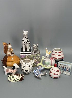 外贸孤品 动物系列陶瓷装饰摆件 置物盆 店铺家居样板房另类装饰