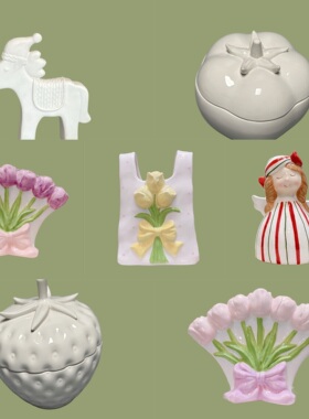 外贸孤品 创意陶瓷花瓶 装饰摆件 置物罐 店铺家居样板房另类装饰