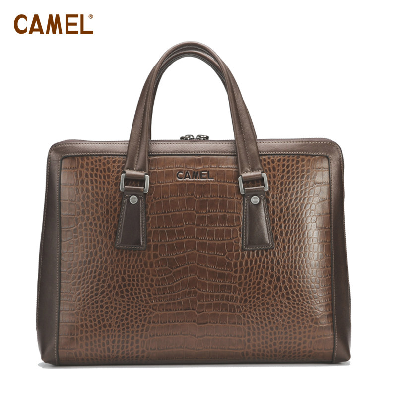 【非卖品】camel骆驼 头层牛皮 鳄鱼纹手提包 商务公文包 男