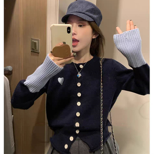 长袖上衣针织衫圆领潮短款修身打底衫女款秋冬保暖毛衣