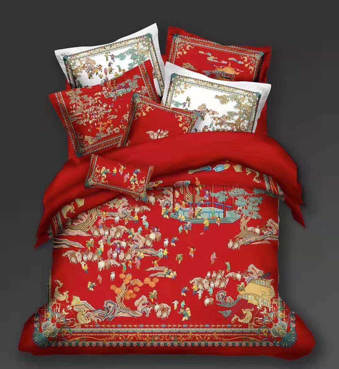 6A无缝百分百桑蚕丝真丝四件套婚庆四件套 针真丝床单被套枕套