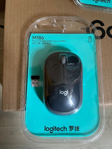 罗技M186无线鼠标USB电池办公笔记本台式电脑小巧logi m186 m185