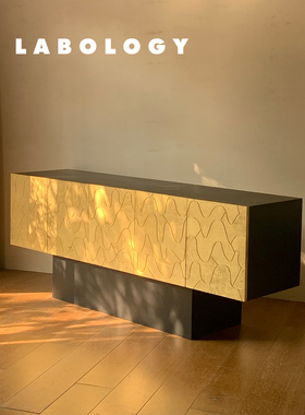 LABOLOGY中古｜欧洲进口艺术边柜 金色建筑主义deco收纳富贵风