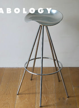 LABOLOGY｜西班牙进口中古家具银色铝制吧台椅可旋转成人座椅餐厅