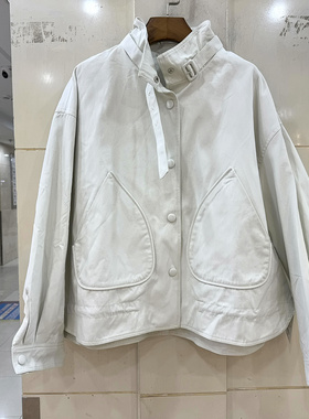 26W8817 抽绳收腰单排按扣立领大口袋韩系休闲短装冲服衣外套春装