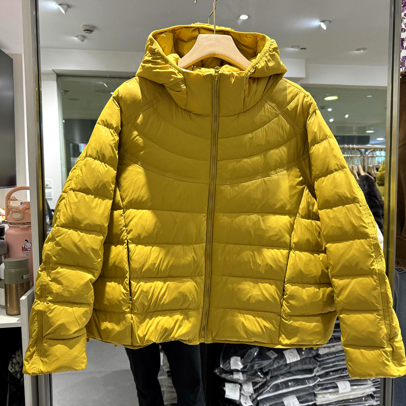 雅琪娜G156 时尚排骨条休闲连帽舒适短装羽绒服外套欧货冬正品