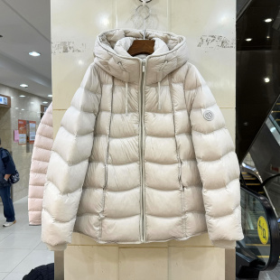 SR633 时尚水波纹加厚A字小个中长连帽龟背羽绒服外套欧货冬