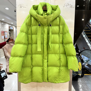 龟背休闲中长羽绒服欧货冬装 JD851 飘带可拆卸连帽云朵泡芙阔版