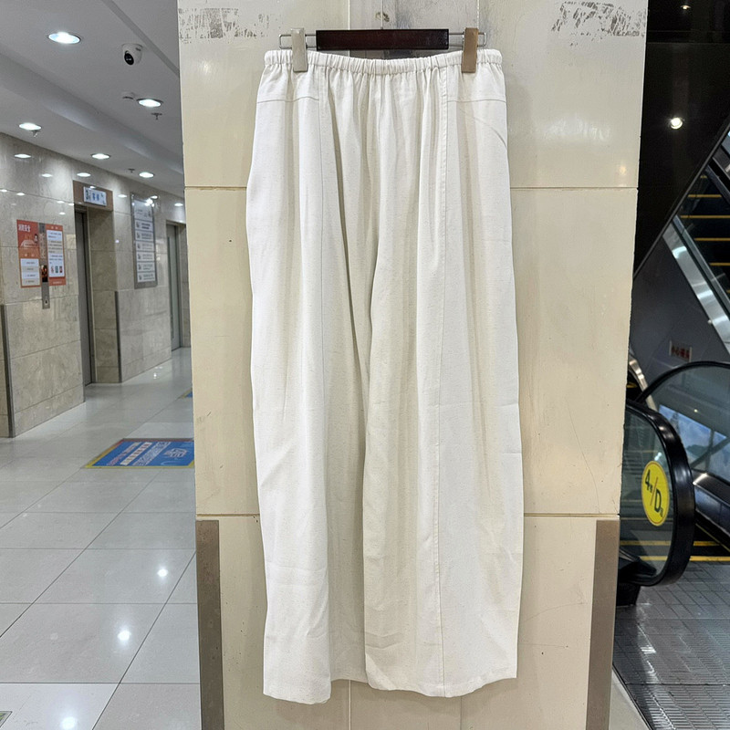 33-ZT9569 时尚抽绳松紧腰休闲宽松棉麻阔腿裤女裤欧洲站春夏正品