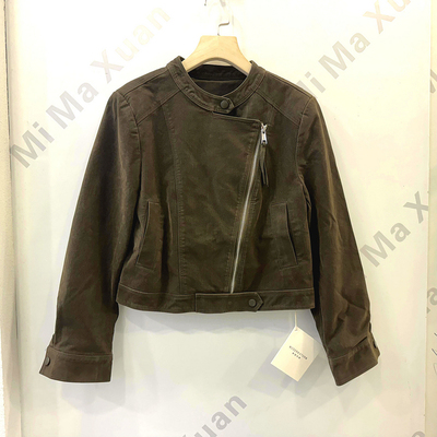 摩登风暴B2633 斜门禁拉链立领磨毛皮衣夹克短外套机车服欧货秋装