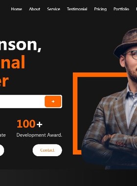 bbs247黑色风格开发设计师简历网页模板HTML格式手机电脑自适应