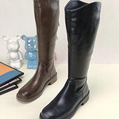 加绒v口显瘦百搭时装 冬季 2025新款 骑士靴女高筒后拉链平跟长靴