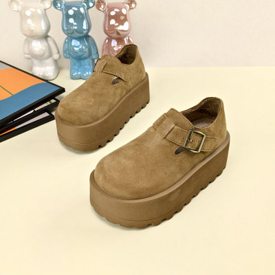 皮带扣复古厚底防滑真皮鞋子