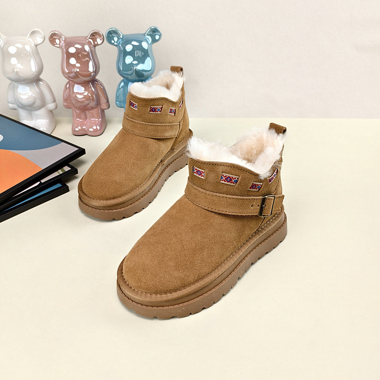 真皮雪地靴女2025冬季新款加绒羊毛保暖厚底防滑复古加厚棉靴短靴,女鞋,时尚雪地靴,淘宝优惠券,粉丝福利购,淘宝优惠卷