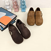 保暖棉鞋 2025冬季 女真皮时尚 圆头厚底魔术贴防滑加绒勃肯鞋 新款