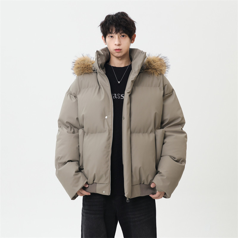 美式cleanfit连帽大毛领加厚棉服男高级外套冬装棉袄保暖短款棉衣