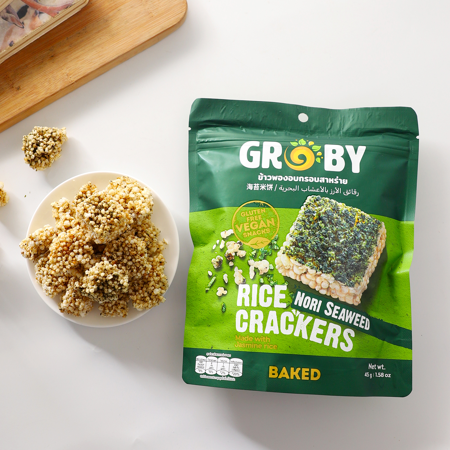 GROBY海苔芝麻米饼膨化零食
