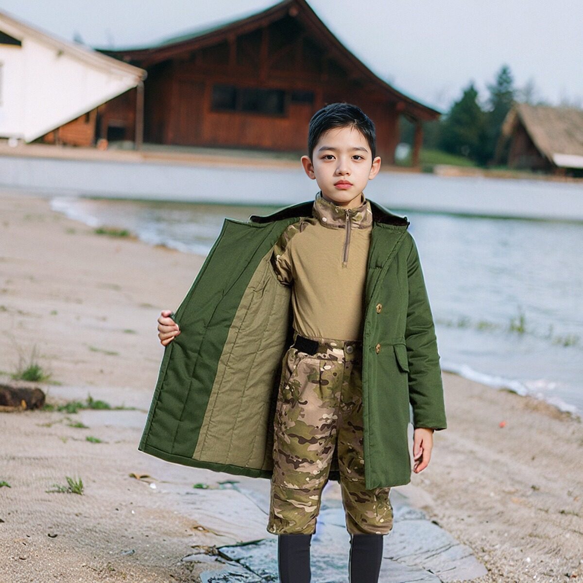 儿童军大衣学生新疆长绒棉冬季加长加厚亲子装老式棉衣服东北抗寒